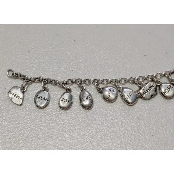 Sterling Silver Charm Bracelet 16 Inspirational Charms Lobster Clasp Size 7 - Picture 13 of 16